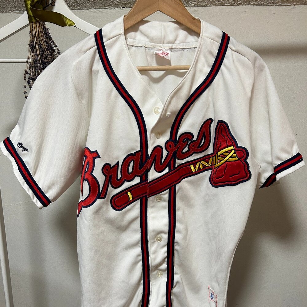 Vintage 80's Rawlings Atlanta Braves Baseball Jersey, Adult 40